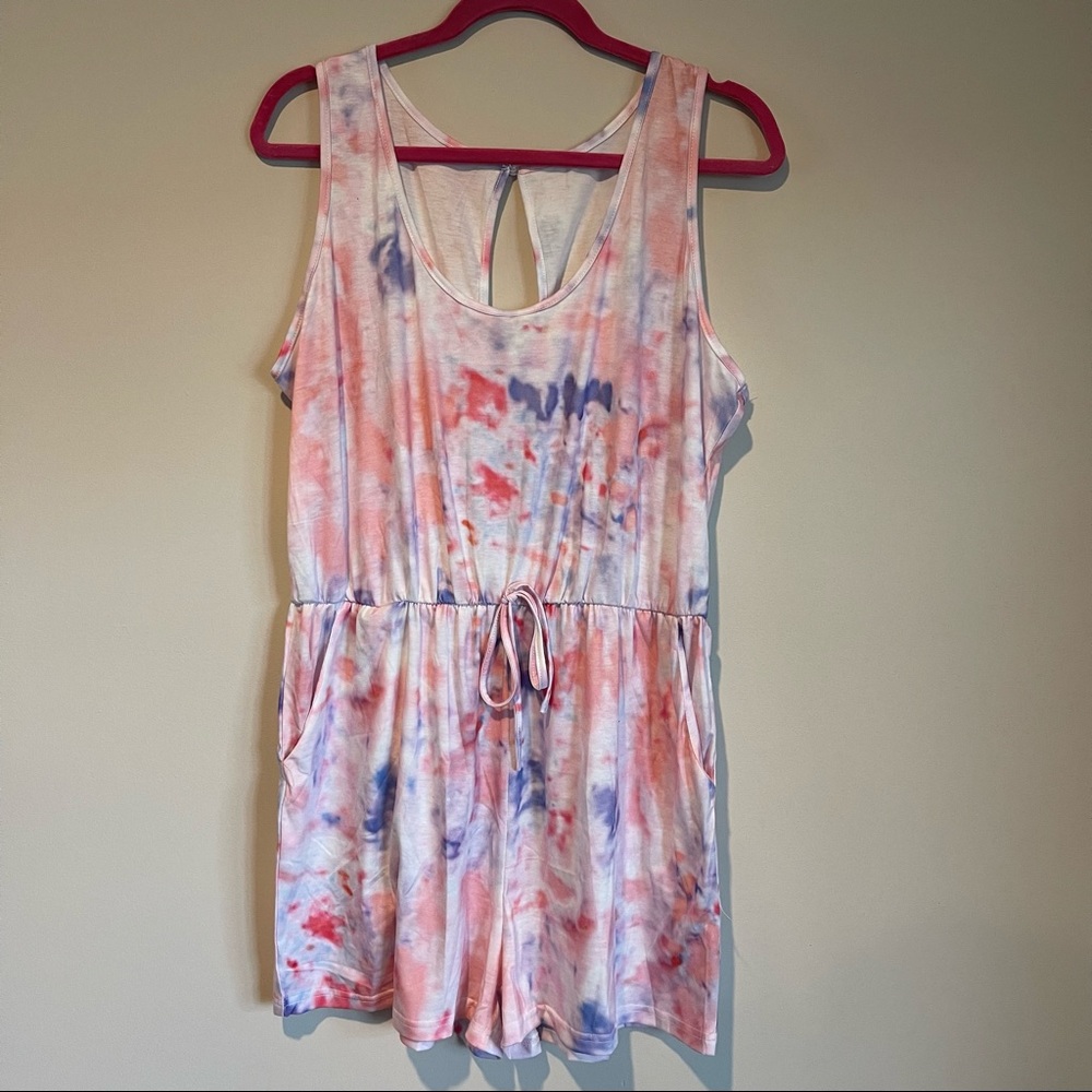 Tie dye tank romper